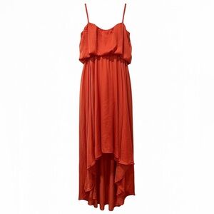 Marciano Orange Thin Strap Flounce Top High Low Flowy Dress Size 2
